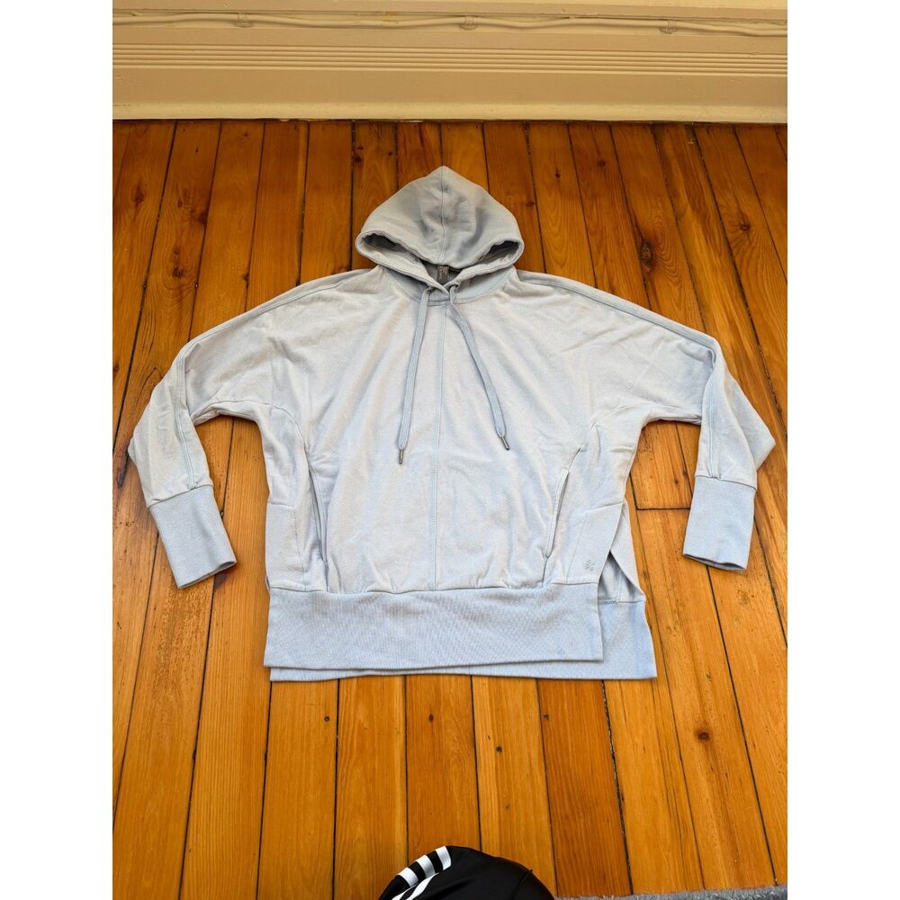 Sweaty Betty Baby Blue Hooded Sweatshirt thumb holes drawstring US6